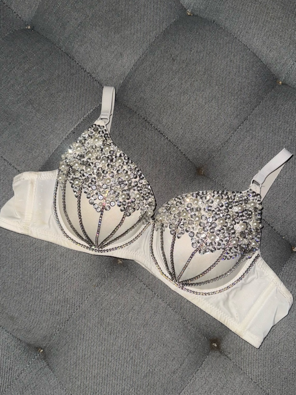 Windsor Beaded Pearl and Rhinestone Bra